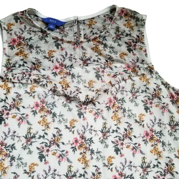 APT.9 Flowery Sleeveless Pullover Top - Size Large - Picture 3 of 11